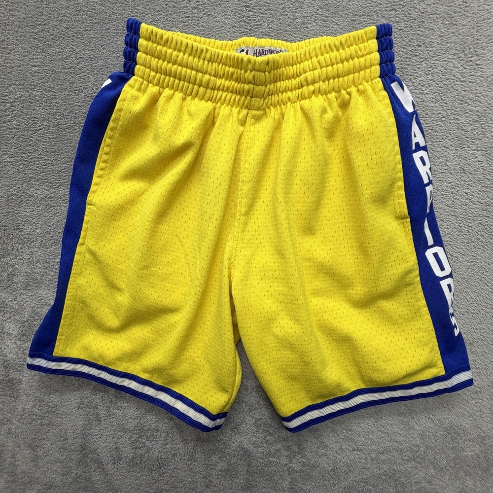 Golden State Warriors Shorts Mens Small Yellow NBA Basketball‎ Mitchell & Ness